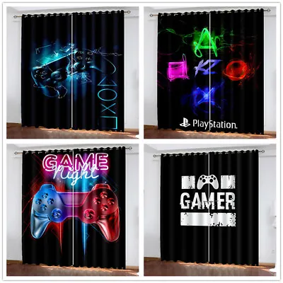 Boys Game Controller Playstation Blackout Curtains Kids Curtains Ring Top Eyelet • £36.60