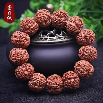 Huge Tibetan 18mm Rudraksha Bodhi Seed Buddhist Prayer Beads Mala Bracelet • $24.99