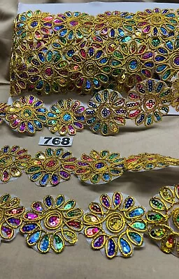 £3.50 • Buy 1m X 6cm  Gold Flower Carnival Braid Trim [768] Haberdashery Item