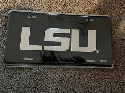 LSU Tigers Black Plate With Mirrored Vinyl License Plate / Tag • $4