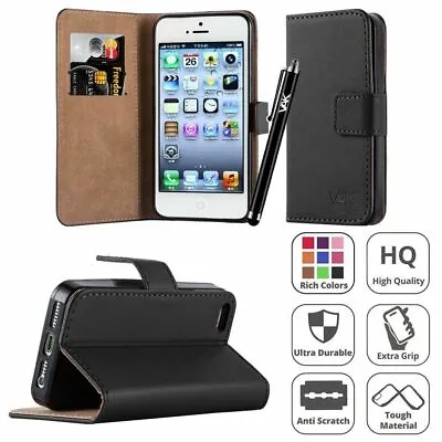 IPhone 5/5S/SE Phone Case Leather Wallet  Cover With Screen Protector For Apple • £5.95