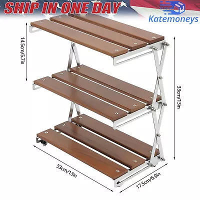 Camping Folding Storage Rack Portable Outdoor Cookware Storage 3 Tier Table • $40.61