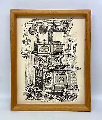VTG Rose Mary Goodson 1983 Majestic Wood Cook Stove Kitchen Gallery Framed Print • $42.99