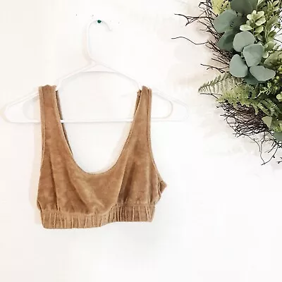 Zara Shirt Womens Medium Beige Crop Top Sleeveless Terry Cloth Casual Bohemian • $6.80