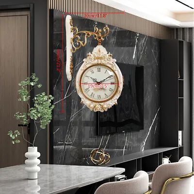 7.5  Retro Antique Double Sided Wall Clock Hanging Outdoor Station Quartz Garden • $57.95