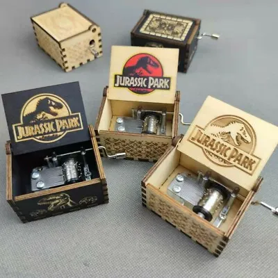 Wooden Hand Crank Black Queen Jurassic Park Music Box Kids Xmas Gift Toys  • £11.99