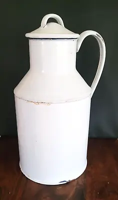 French White Enamel Metal Vintage Milk /Water Can • £32
