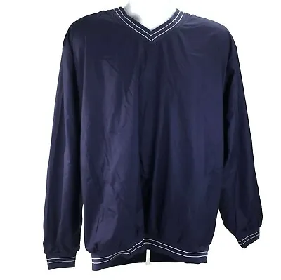 Footjoy Golf Wind Shirt Mens L Pullover Blue V-Neck Slash Pockets Long Sleeve • $19.99