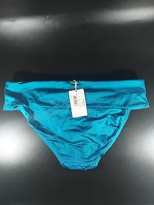 Panache Veronica Fold Waist Bikini Pants Swim Bottom UK18 Logo Swimwear Lagoon • £14