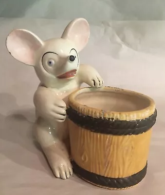 Vintage Mouse Next To Tree Trunk Basket Planter Flower Pot Japan • $9.95