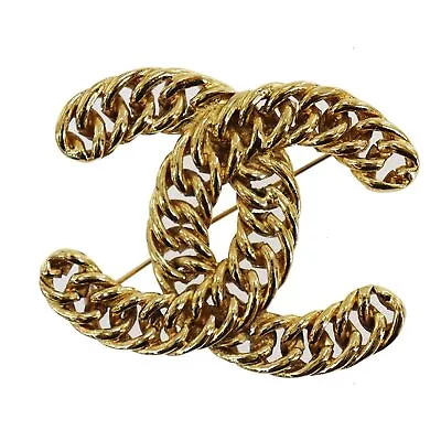 CHANEL CC Logos Used Pin Brooch Gold Plated Authentic Vintage #CD745 S • $1028.59