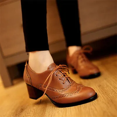 2023 New Retro Oxford Women's Pointed Artificial Leather Shoes Lace Up • $52.16