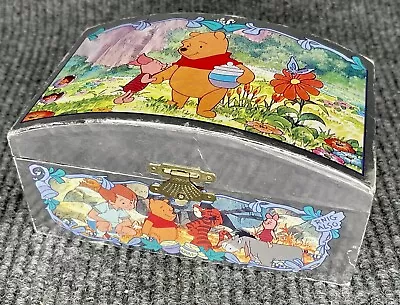 $54 • Buy Vintage Rare Winnie The Pooh Glass Jewelry Music Box Music Works Gold Out Mirror