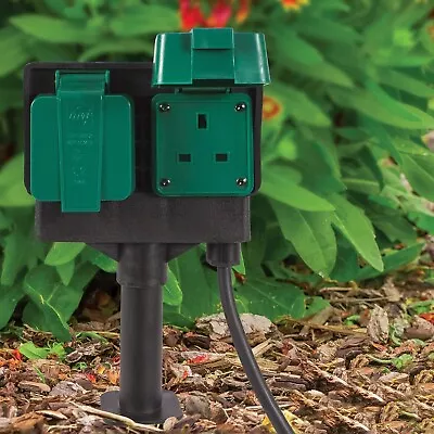 2 Way Garden 3m Cable Extension Twin Socket Stand Outdoor Waterproof Lead 45250 • £14.99