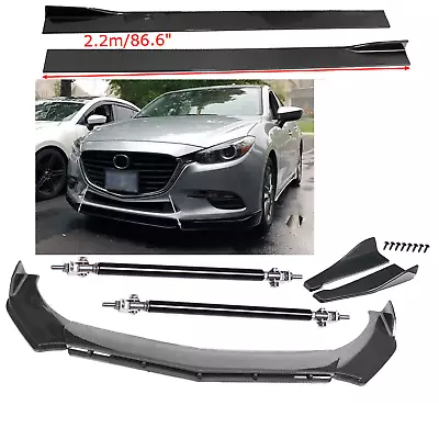 For Mazda 2 3 5 6 Carbon Fiber Front Bumper Lip Side Skirt Strut Rods Body Kits • $199.99