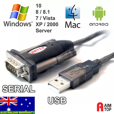 1.5M USB To 9 Pin Serial Port RS232 COM Port Cable Converter - Mac Linux All Win • $21.90