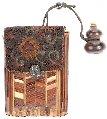 £77.83 • Buy Antique Japanese Meiji Taisho Period Rattan Tabacco Pouch Inro Ojimi Netsuke Old