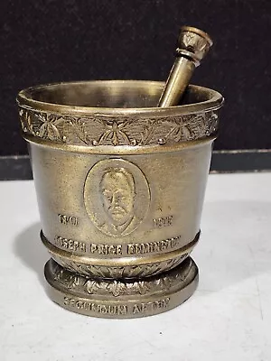 Vintage Brass Mortar & Pestle Joseph Price Remington Apothecary Pharmacy • $39.36