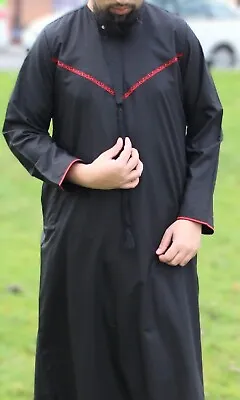 Muslim Men Clothing Saudi Arab Long Sleeve Islamic Jubba Thobe Kaftan UK • £25.79