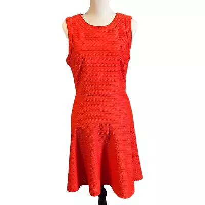 Donna Morgan | Sunset Orange Textured Eyelet Princess Flare Dress Size 10 • $34