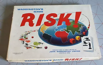 Vintage RISK! Strategy Board Game Waddington's Edition 1960s Thin Playing Board • £9.49