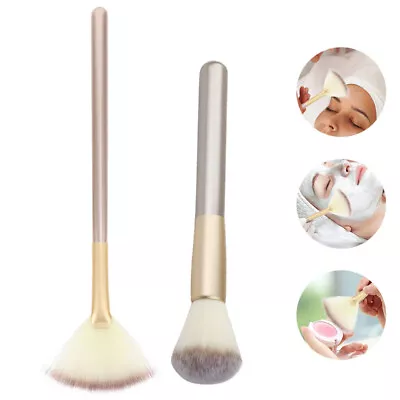 Highlighter & Fan Makeup Brush Set For Face Powder & Blush Applicator-MI • £9.49