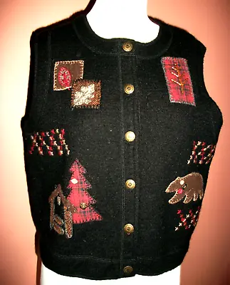 Woolrich Vest Wm Small Bear Cabin Applique  100% Cozy Wool VTG  John Rich & Bros • $20