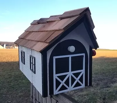  Custom  Amish Crafted 2 Tone Black/Wht Barn Style Mailbox - Lancaster County PA • $89.99