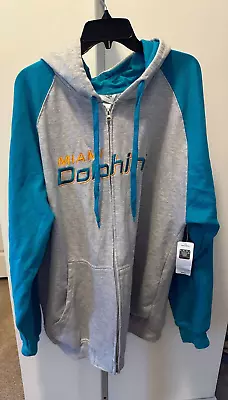 Miami Dolphins Nfl Zip Up Hooded Sweatshirt Adult 2xlt Brand New With Tags • $42.95