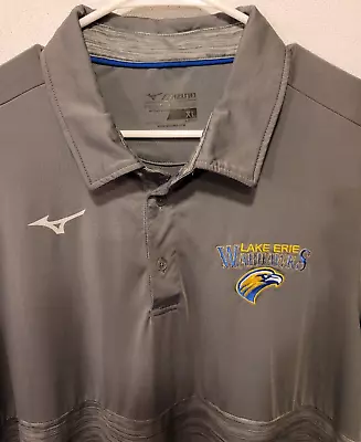 Lake Erie Warriors Mizuno Performance Mens Gray Golf Polo Shirt XL • $14.95