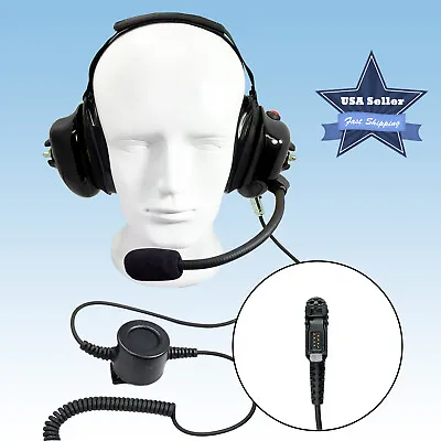 Black Behind The Head Noise Canceling Two Way Radio Headset For Motorola XPR3500 • $102