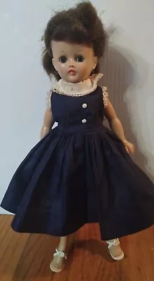 Vintage Jill Doll By Vogue Dolls 10  Tall Brunette Blue Eyes 1957 Dress & Shoes • $28.95