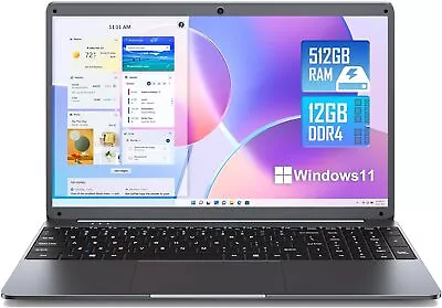 Laptop Windows 11 15.6  1080P Display Full HD Laptop 12GB RAM 512GB SSD Storage • £299.99