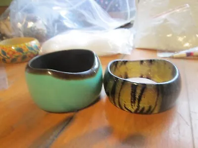 Vintage Bangles-1 Animal Print Vintage Hard Plastic Aqua Brown-glossy Finish • $6