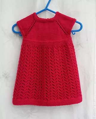 £6 • Buy Hand-knitted Baby Dress, 0-3 Months In DK Acrylic In A Fuschia Colour