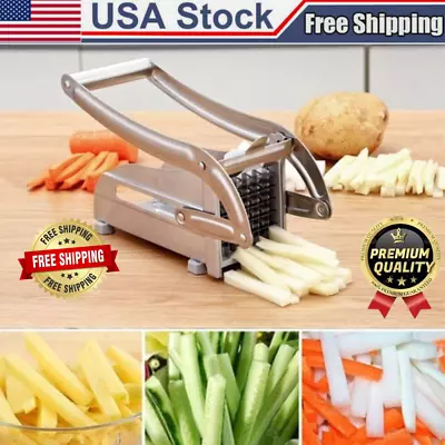 Stainless Steel Potato French Fry Cutter Vegetable Food Chopper Slicer 2 Blades • $14.49