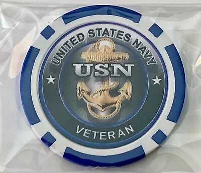 NAVY - USN Veteran -  Magnetic Clay Poker Chip -Golf Ball Marker • $5.95