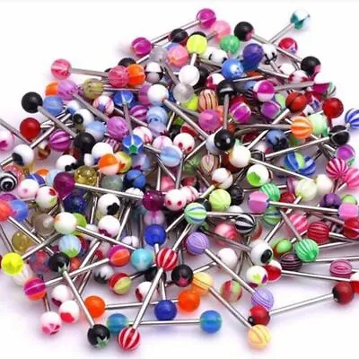 £2.49 • Buy New Tongue Bars Surgical Steel Barbell Rings Mixed Ball Body Piercing Jewellery