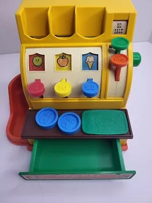 Vintage 1974 Fisher Price Cash Register W/2 Coins And 1 Bill Works Great! • $24.74