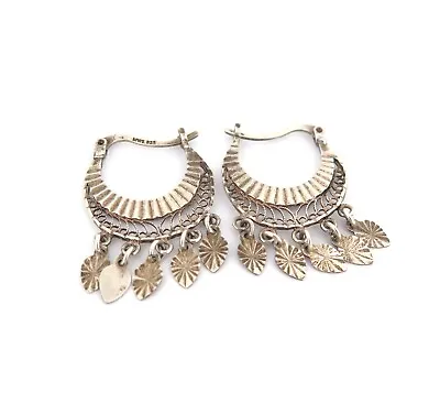 .Pretty Sterling Silver Filigree Middle Eastern Style Earrings 3.9g • $51.54