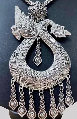 Set Naga Necklace Pendant Earrings Vintage Dragon Talisman Thai Amulet Jewelry • $40.28