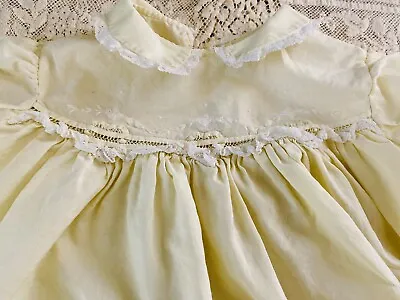 Vintage Hand Made Phillipines Baby Dress With Lace Trim 0-3 Months Yellow • $13