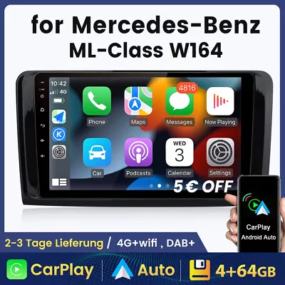 CARPLAY Android12 Car Radio GPS Sat Nav For Mercedes Benz W164 GL320 ML350 X164 • £199.99