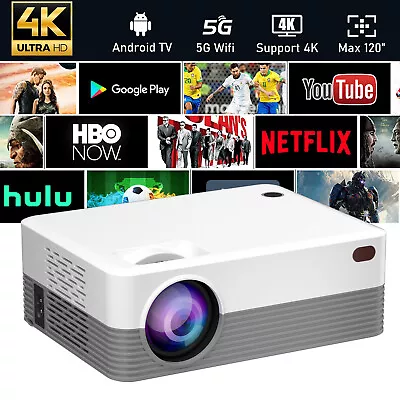 4K Projector 10000LMS 1080P 3D 5G WiFi Bluetooth Video Home Theater 120  Display • $70.29