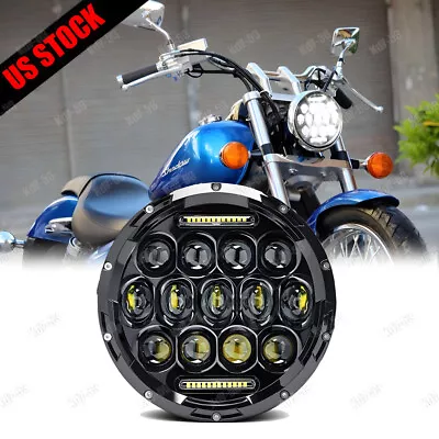 DOT 7 Inch Motorcycle LED Headlight Hi-Lo Halo For Honda Shadow Spirit 1100 750 • $36.55