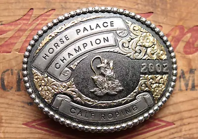 Montana Silversmiths Horse Palace Champion Calf Roping Trophy Belt Buckle • $248