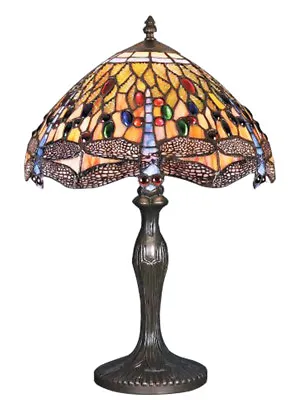 £64.99 • Buy Dragonfly Tiffany Style Handmade Glass Table / Bedside Lamps - Christmas Gift