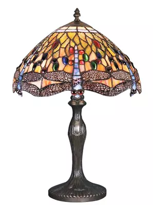 £64.99 • Buy Dragonfly Tiffany Style Handmade Glass Table / Bedside Lamps - Christmas Gift