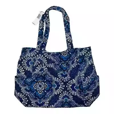 Vera Bradley Blue Tapestry Pleated Tote Shoulder Bag Retired NWT • $69.99