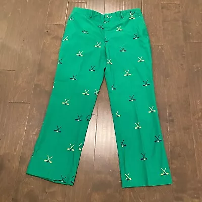 Vtg BROOKS BROTHERS Pants 36x30.5 (Tag 38) Green Golf Club Embroidered Trousers • $149.99